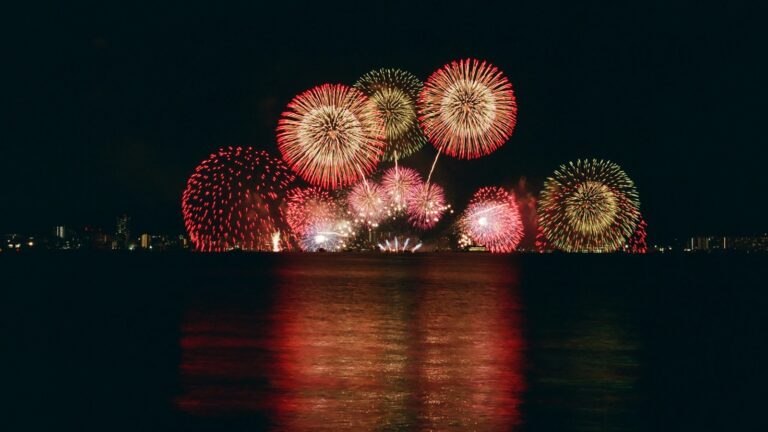 mirror photography of fireworks display